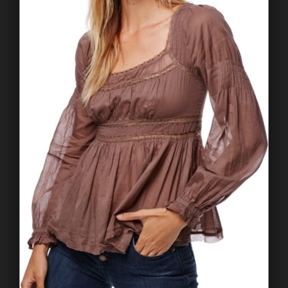Free People Tops - Free People Strangers in Love Blouse in Taupe
